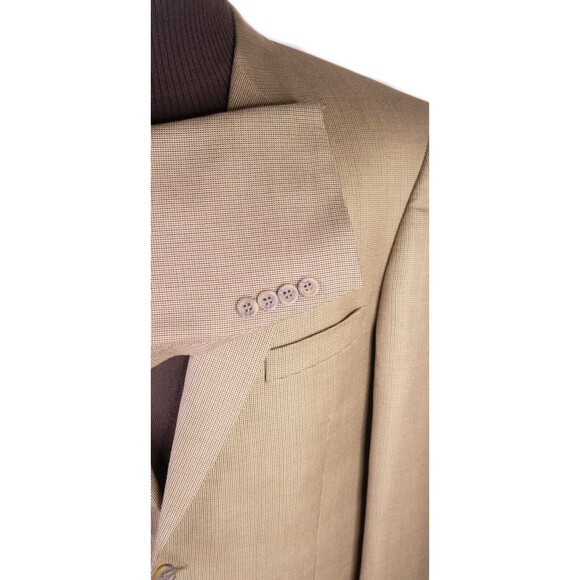 Stafford Sport Coat Blazer Mens 42L Beige Houndstooth Jacket Blazer Silk/Wool - Picture 6 of 14